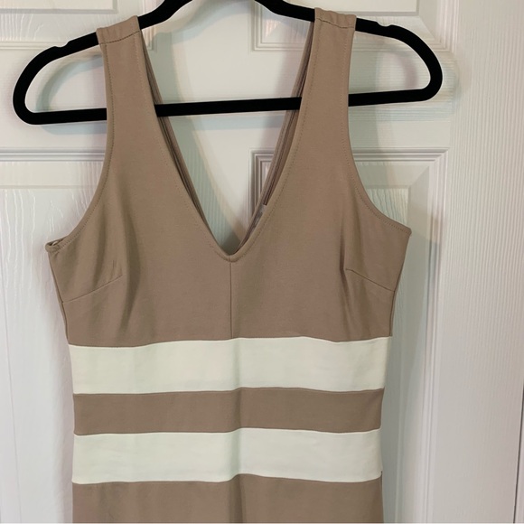 Guess Colorblock Sleeveless Tan and White Bodycon Dress, size M - Picture 4 of 7